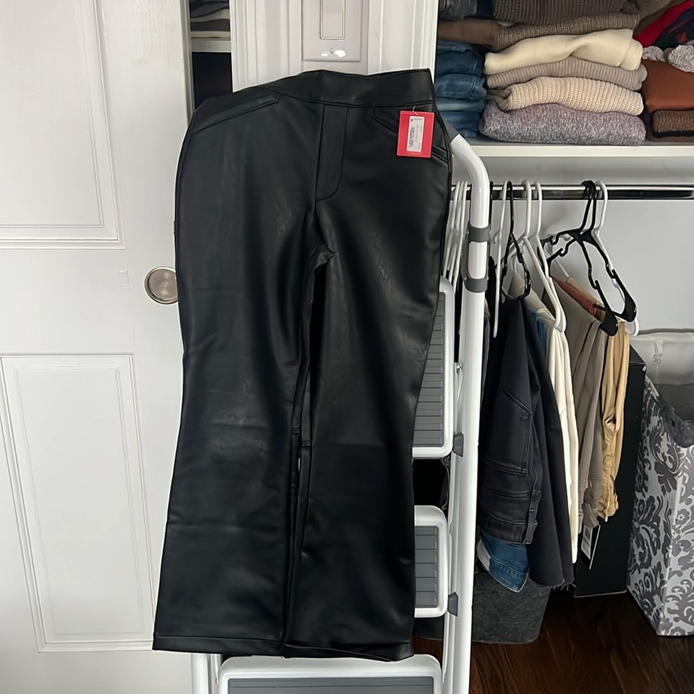 SPANX black leather flare pants, new with tag, size XS